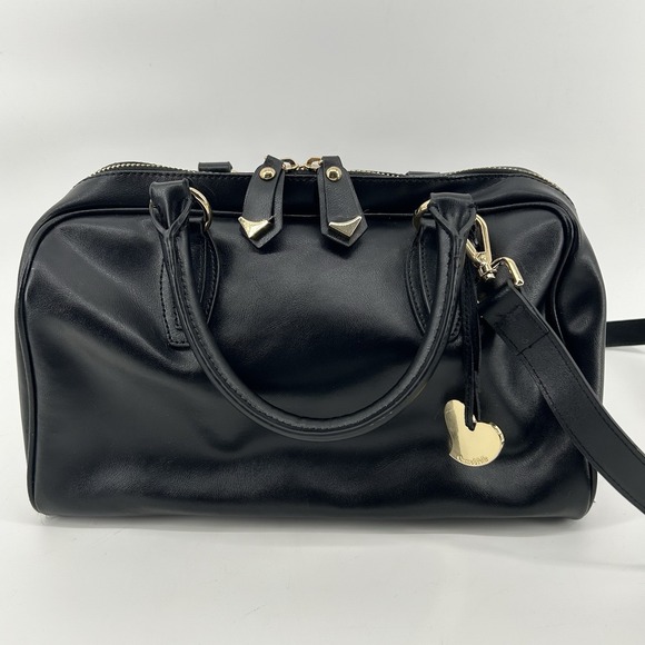 Cuore & Pelle Handbags - CUORE & PELLE Celeste Leather Dr. Style Satchel Black & Gold